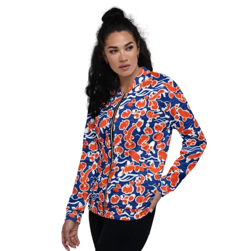 Crimson Current on a Bomber Jacket