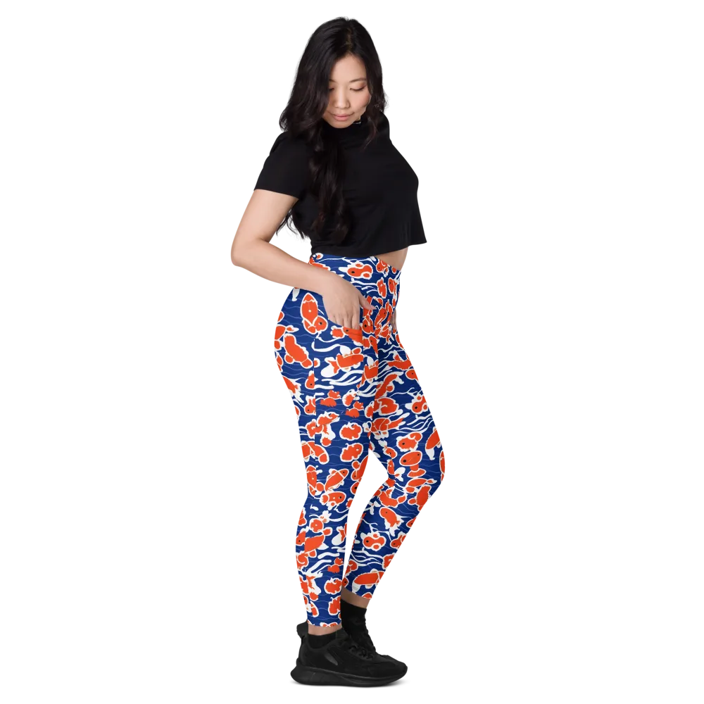 Crimson Current on Leggings with Pockets — Right
