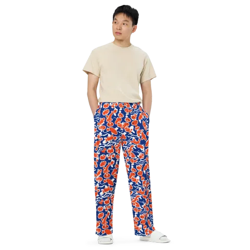 Crimson Current on a Wide-Leg Pants