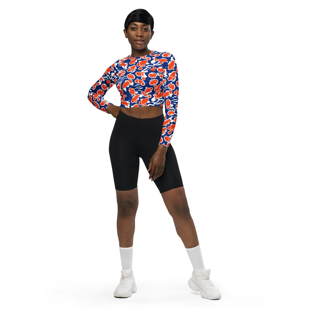 Crimson Current on Long Sleeve Crop Top — Front