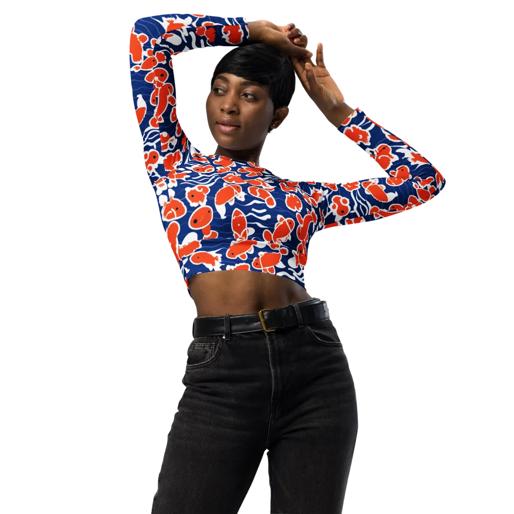 Crimson Current on Long Sleeve Crop Top — Front