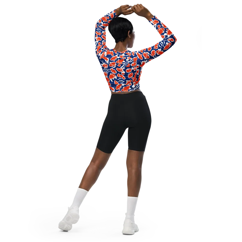 Crimson Current on Long Sleeve Crop Top — Back