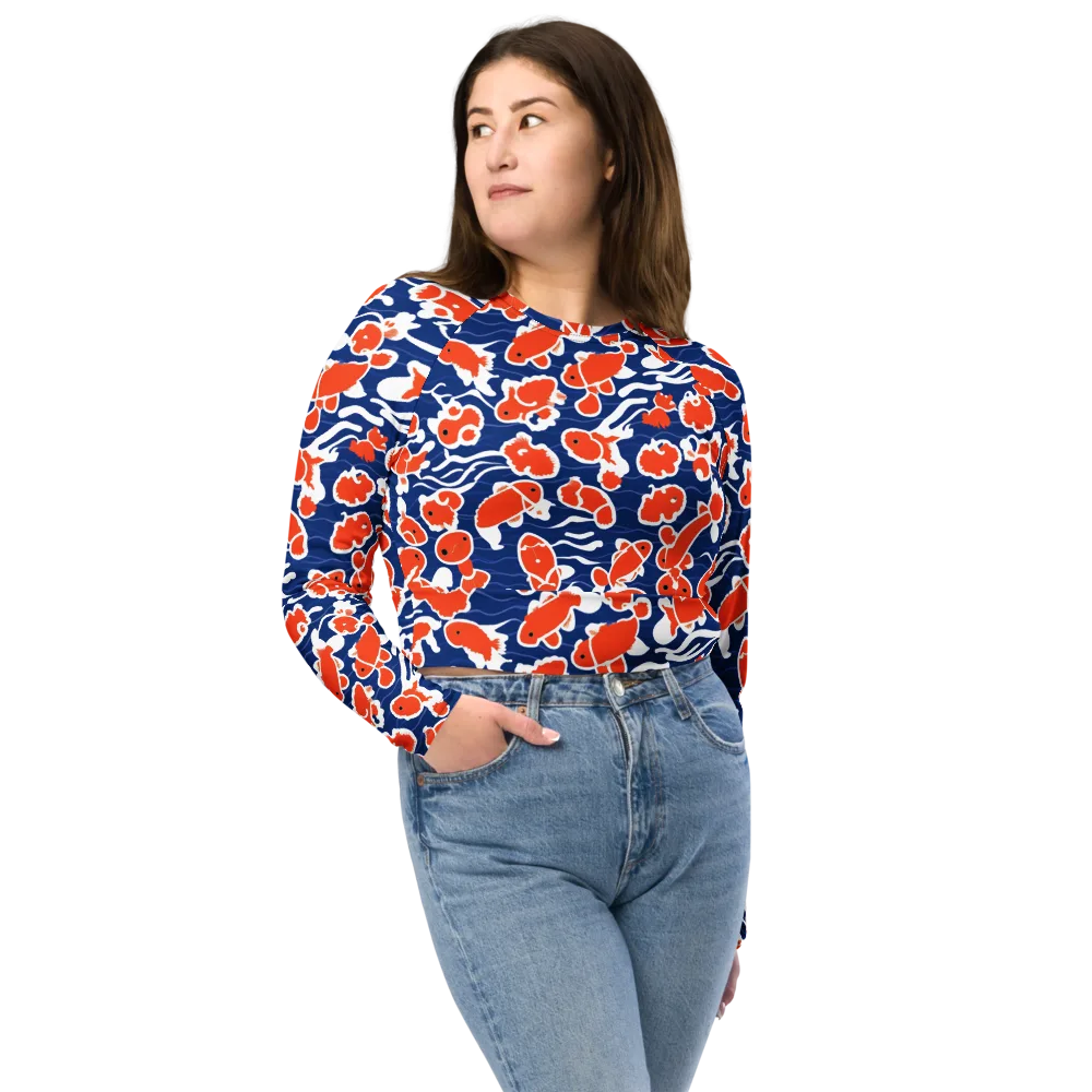 Crimson Current on Long Sleeve Crop Top — Front