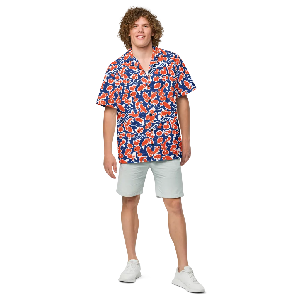 Crimson Current on Button Shirt — Front