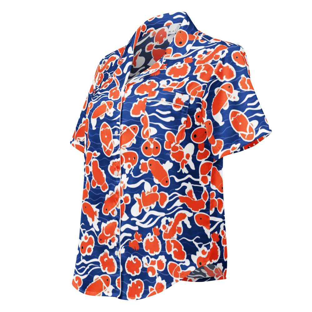 Crimson Current on Women's Short Sleeve Pajama Top — Left Front