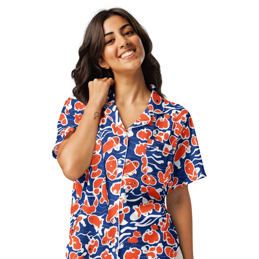 Crimson Current on Women's Short Sleeve Pajama Top — Front
