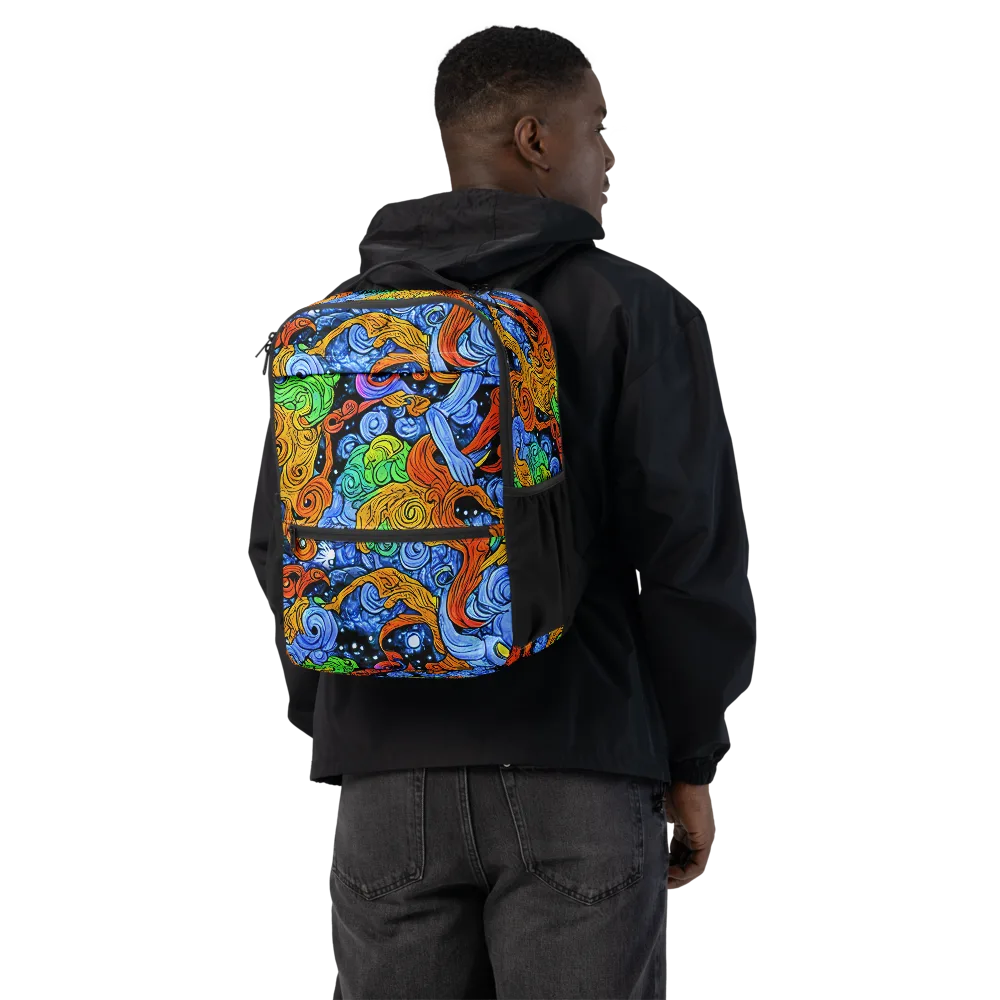 Blue Flame Orbit on Utility Backpack — Back