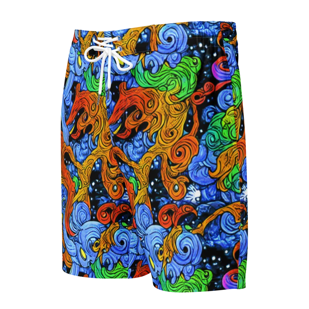 Blue Flame Orbit on Men's Board Shorts — Front