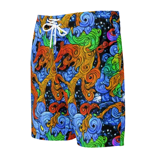 Blue Flame Orbit on a Men's Board Shorts