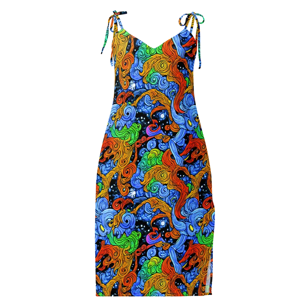 Blue Flame Orbit on Slip Dress — Front
