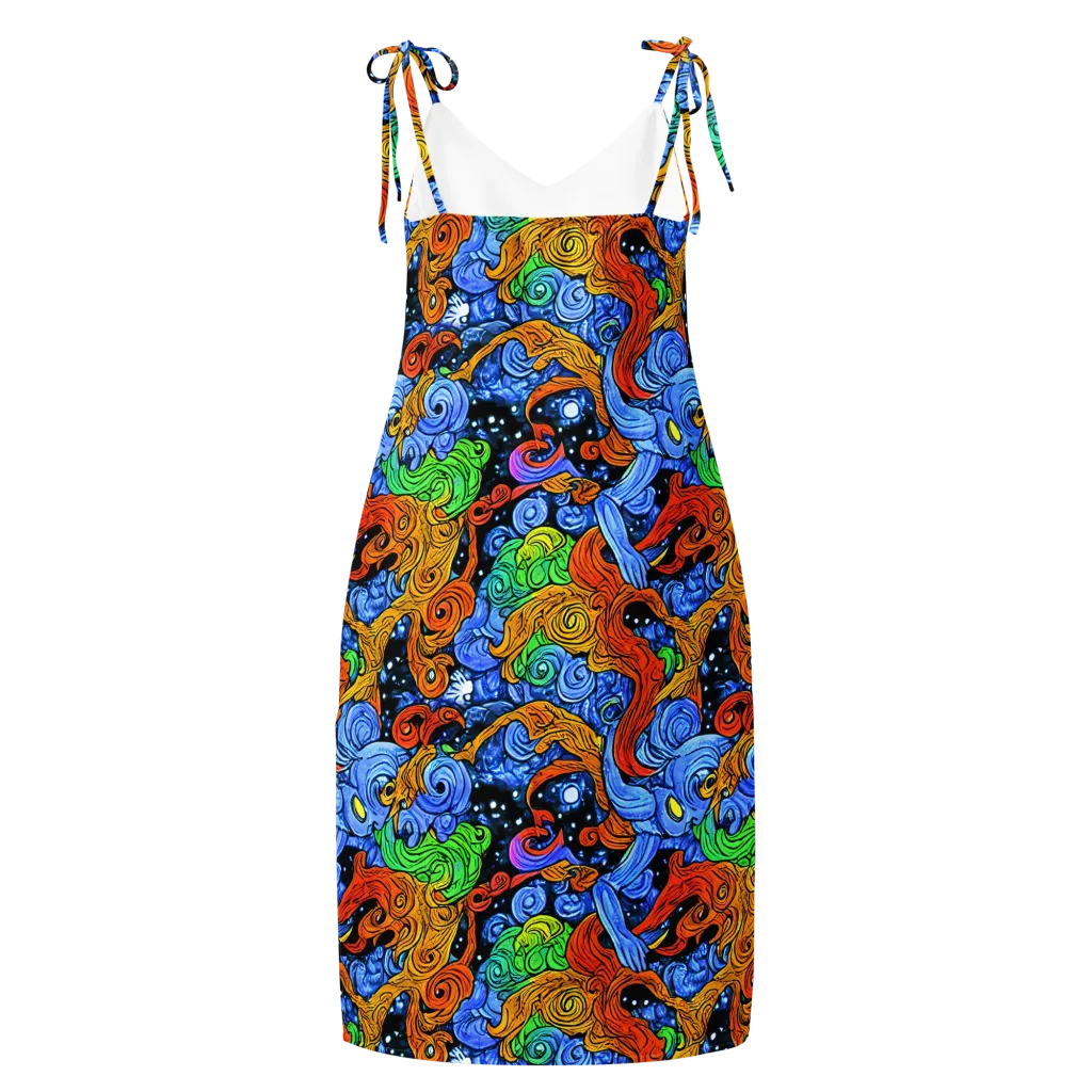 Blue Flame Orbit on Slip Dress — Back