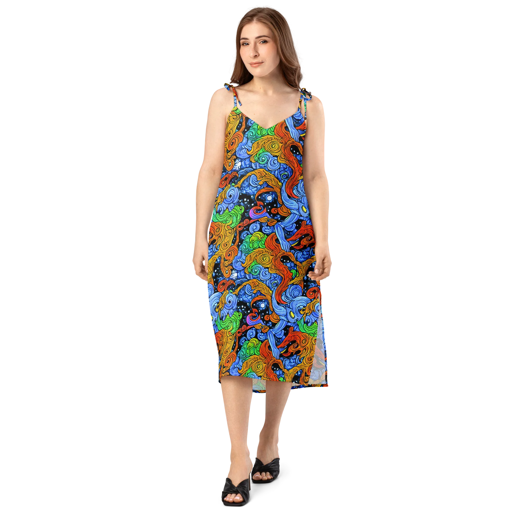 Blue Flame Orbit on Slip Dress — Front