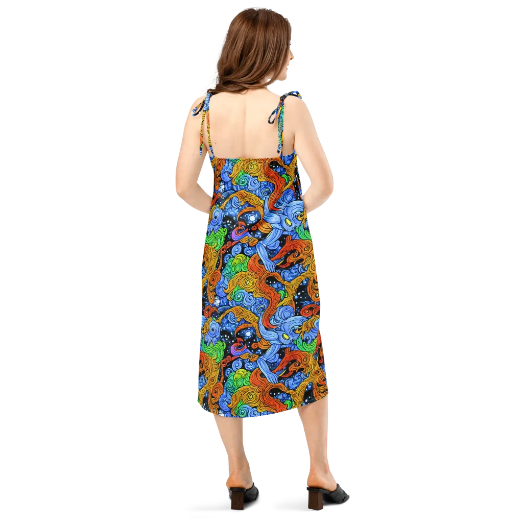Blue Flame Orbit on Slip Dress — Back