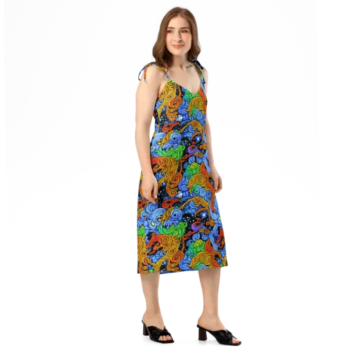 Blue Flame Orbit on a Slip Dress