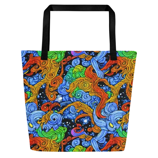 Blue Flame Orbit on a Large Tote Bag W/ Pocket