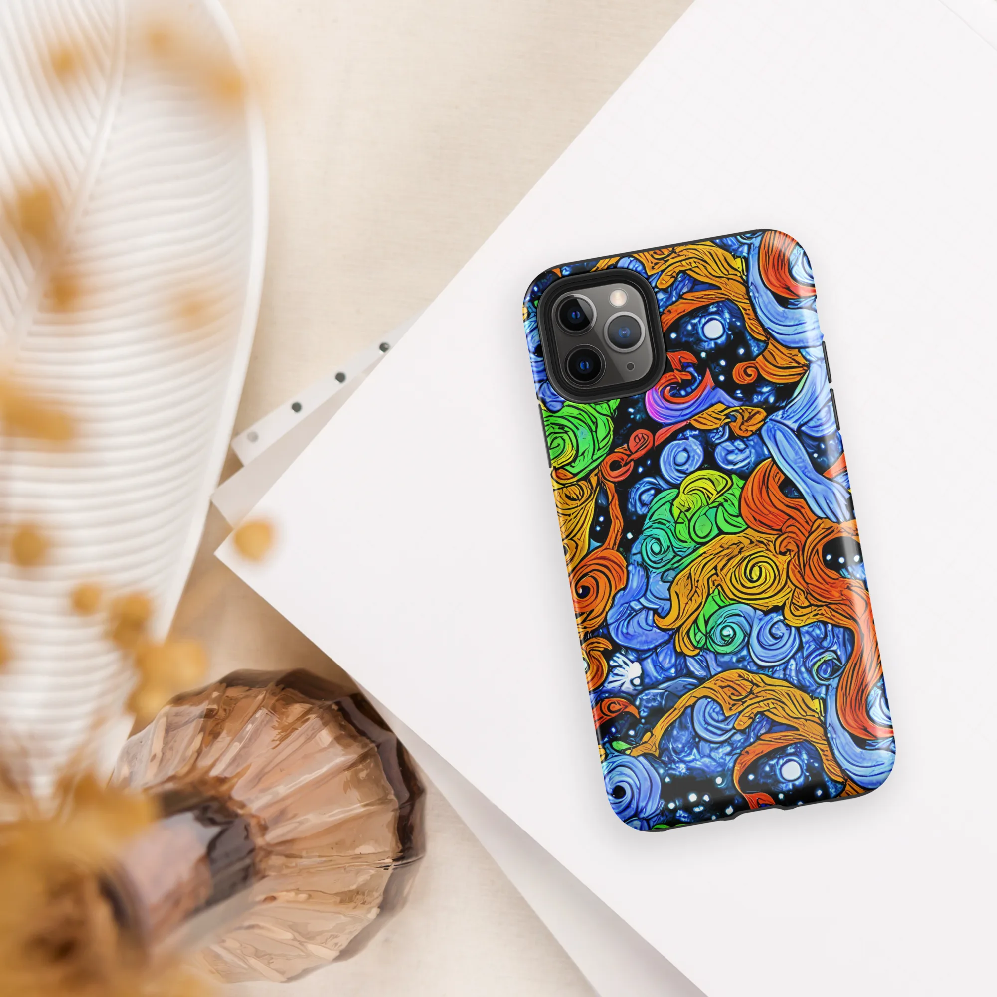 Blue Flame Orbit on Tough Case for iPhone® — Front