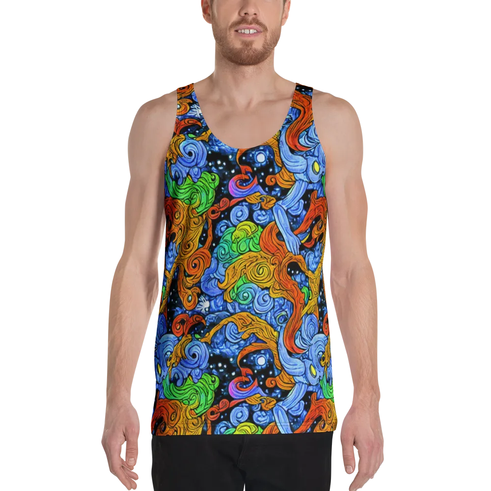 Blue Flame Orbit on Men's Tank Top — Front