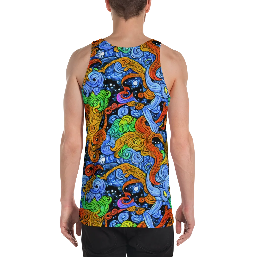Blue Flame Orbit on Men's Tank Top — Back