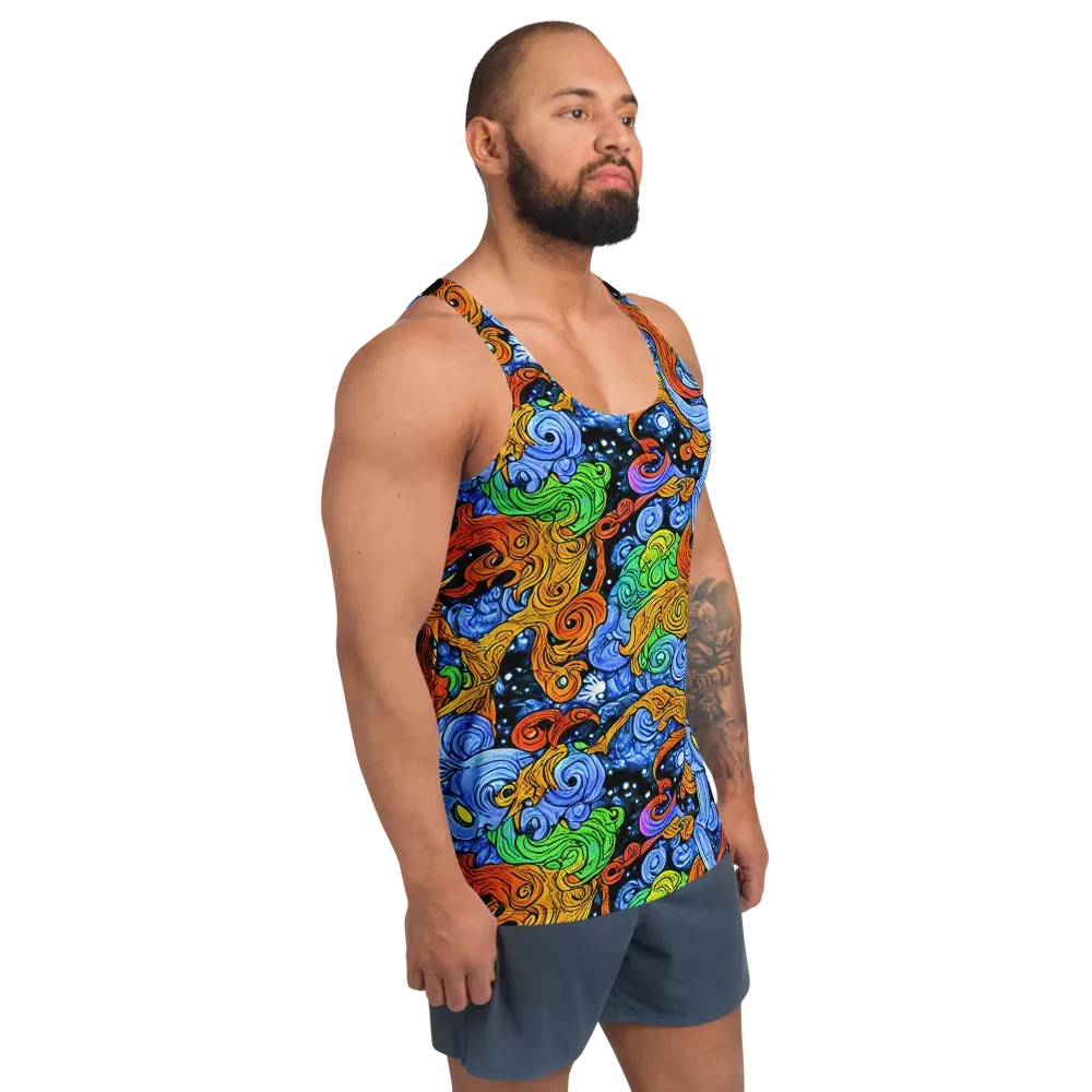Blue Flame Orbit on Men's Tank Top — Right Front