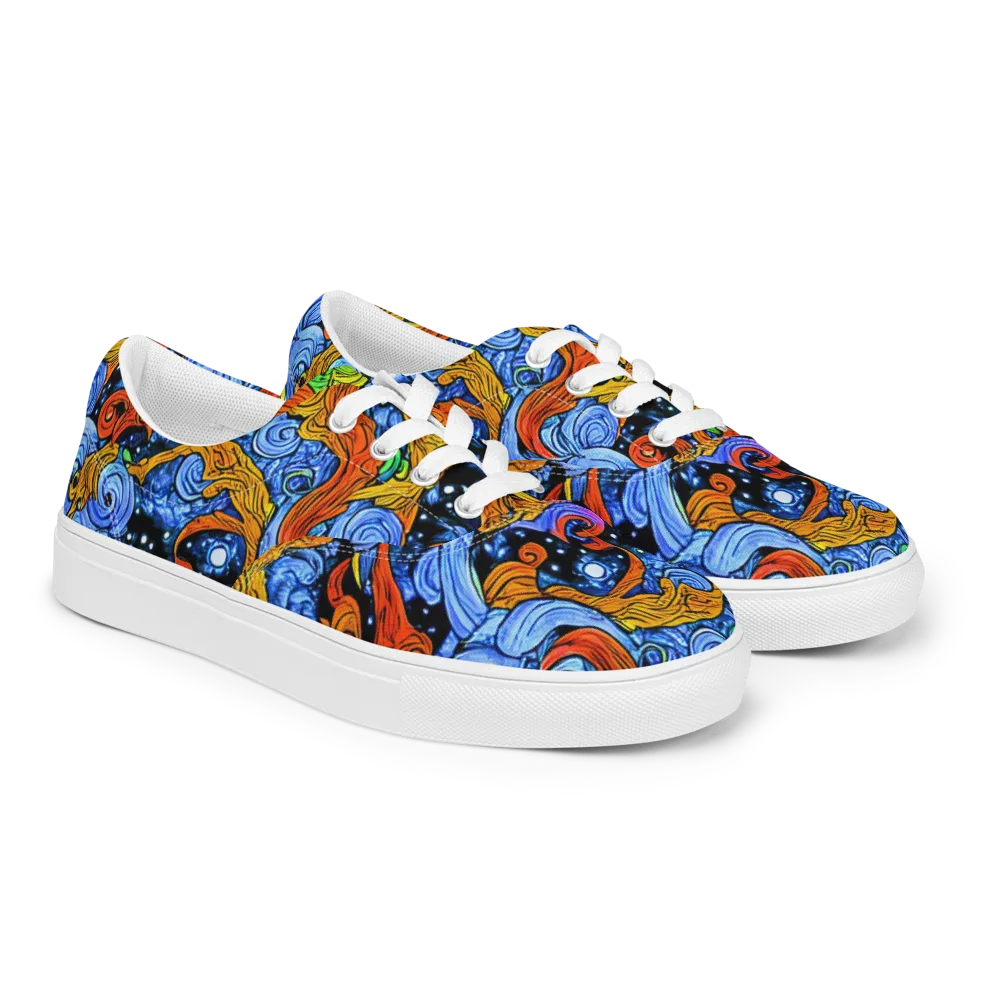 Blue Flame Orbit on Men's Lace-Up Canvas Shoes — Right Front