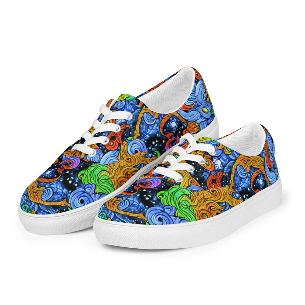 Blue Flame Orbit on Men's Lace-Up Canvas Shoes — Left Front