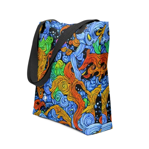 Blue Flame Orbit on a Tote Bag