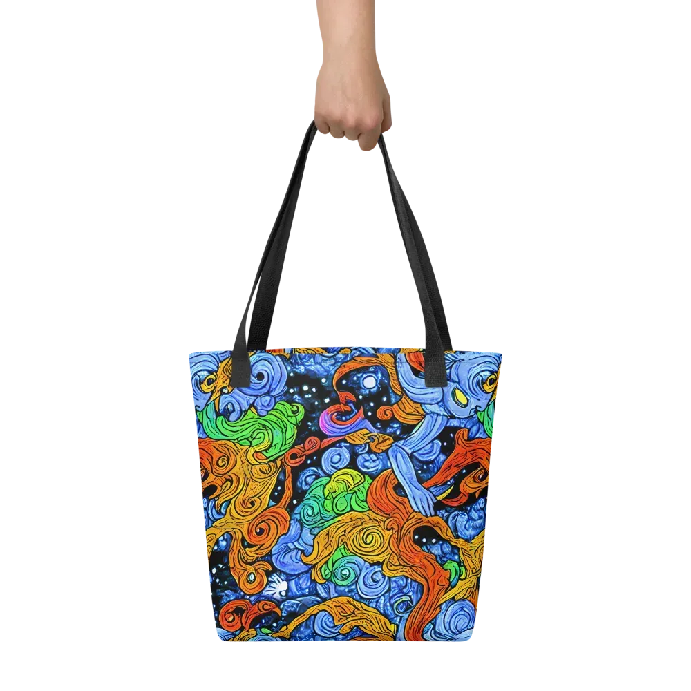 Blue Flame Orbit on Tote Bag — Front