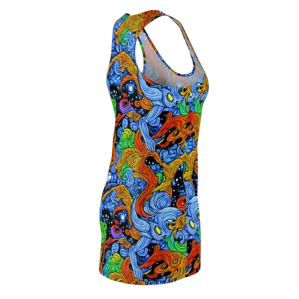 Blue Flame Orbit on Racerback Dress — Back Side
