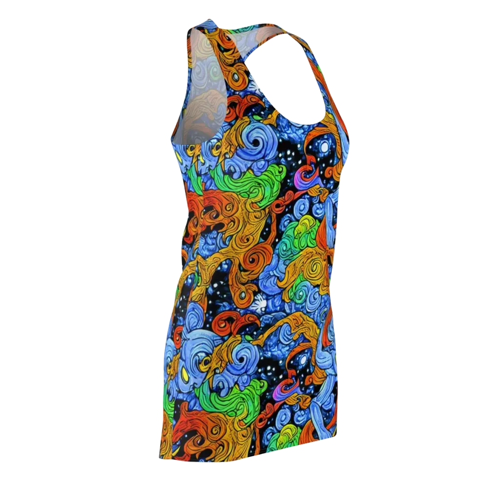 Blue Flame Orbit on Racerback Dress — Front Side