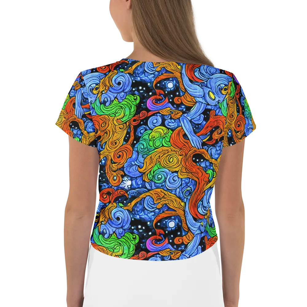 Blue Flame Orbit on Crop Tee — Back