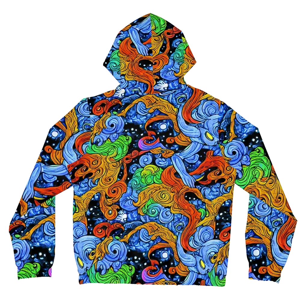 Blue Flame Orbit on Women's Full-Zip Hoodie — Back