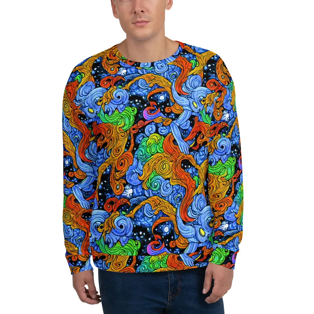 Blue Flame Orbit on Sweatshirt — Front