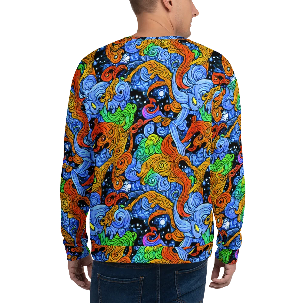 Blue Flame Orbit on Sweatshirt — Back