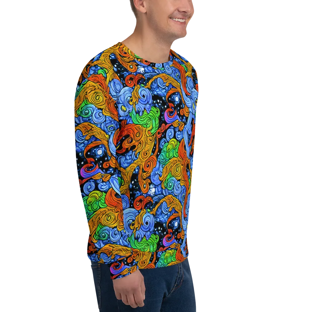 Blue Flame Orbit on Sweatshirt — Right Front