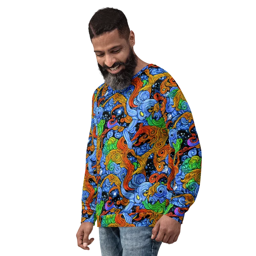 Blue Flame Orbit on Sweatshirt — Left Front