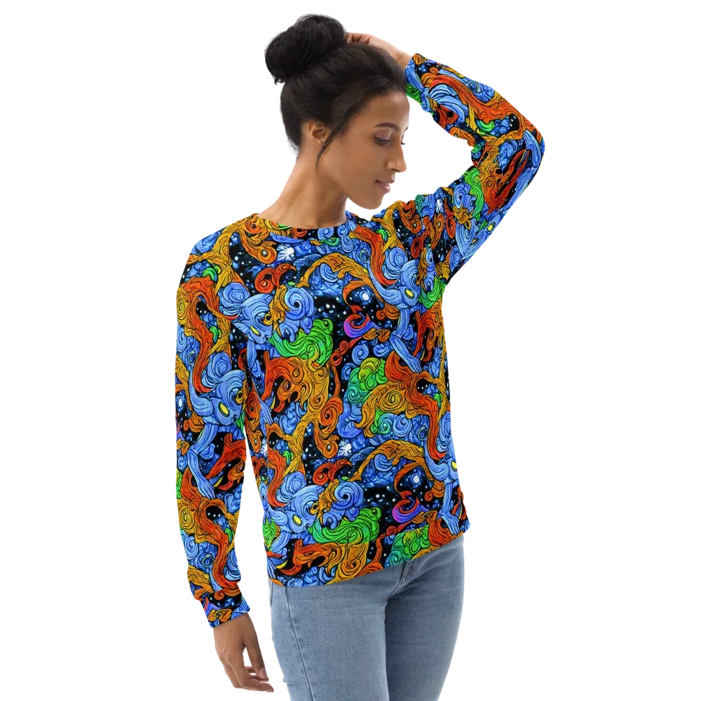 Blue Flame Orbit on Sweatshirt — Right Front