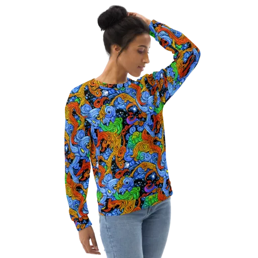 Blue Flame Orbit on a Sweatshirt