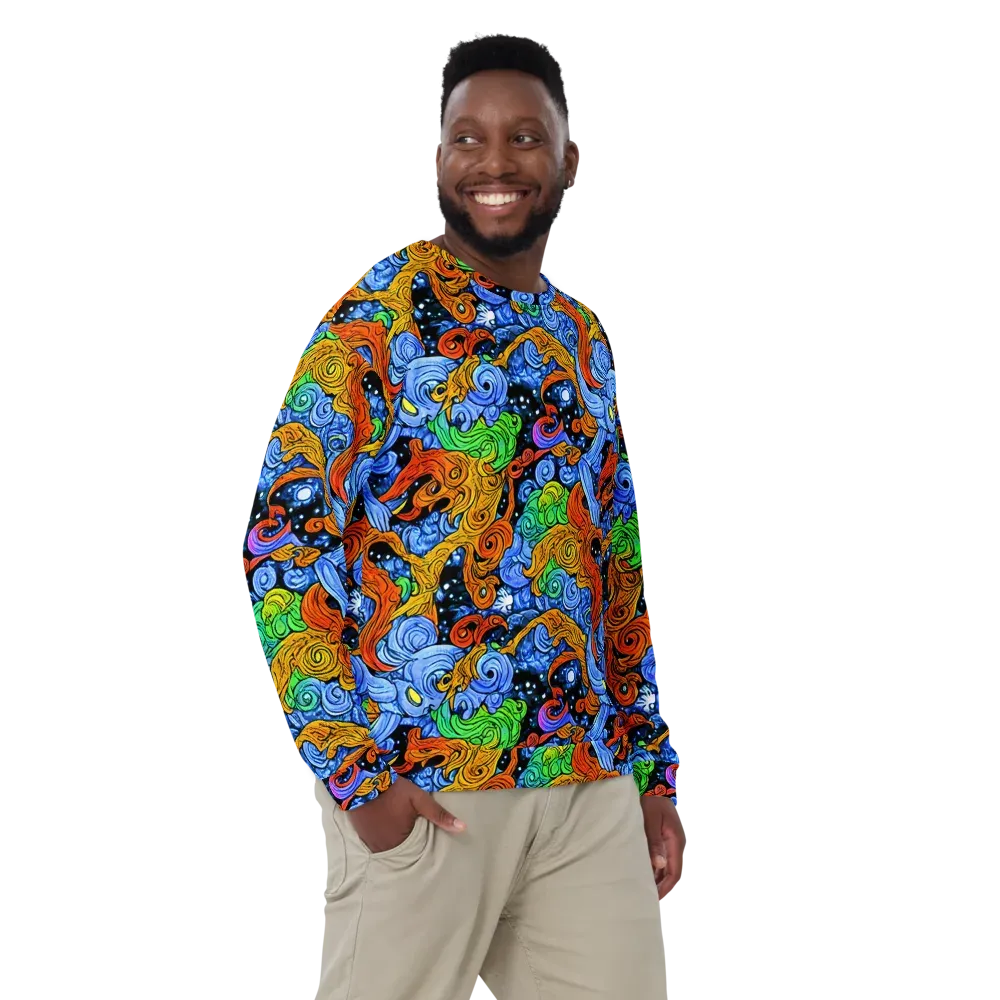 Blue Flame Orbit on Sweatshirt — Front