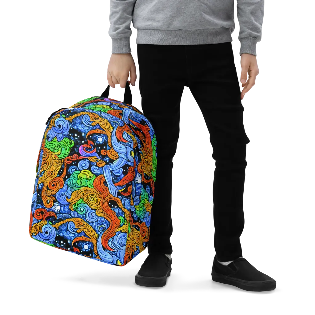 Blue Flame Orbit on Minimalist Backpack — Zoomed-in