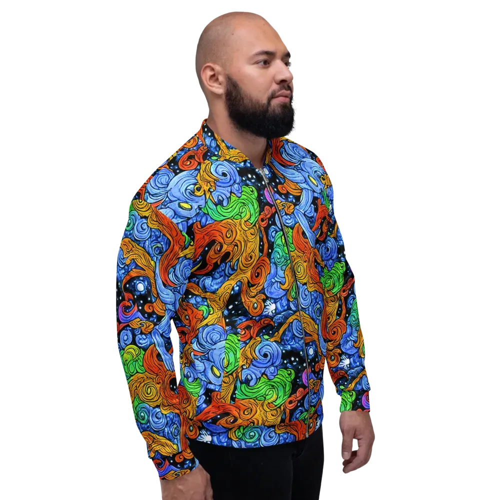 Blue Flame Orbit on Bomber Jacket — Right