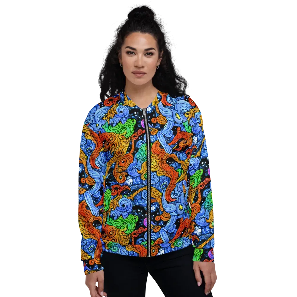 Blue Flame Orbit on Bomber Jacket — Front