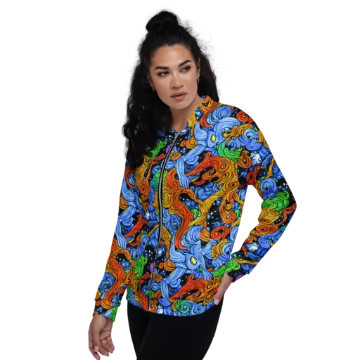 Blue Flame Orbit on a Bomber Jacket