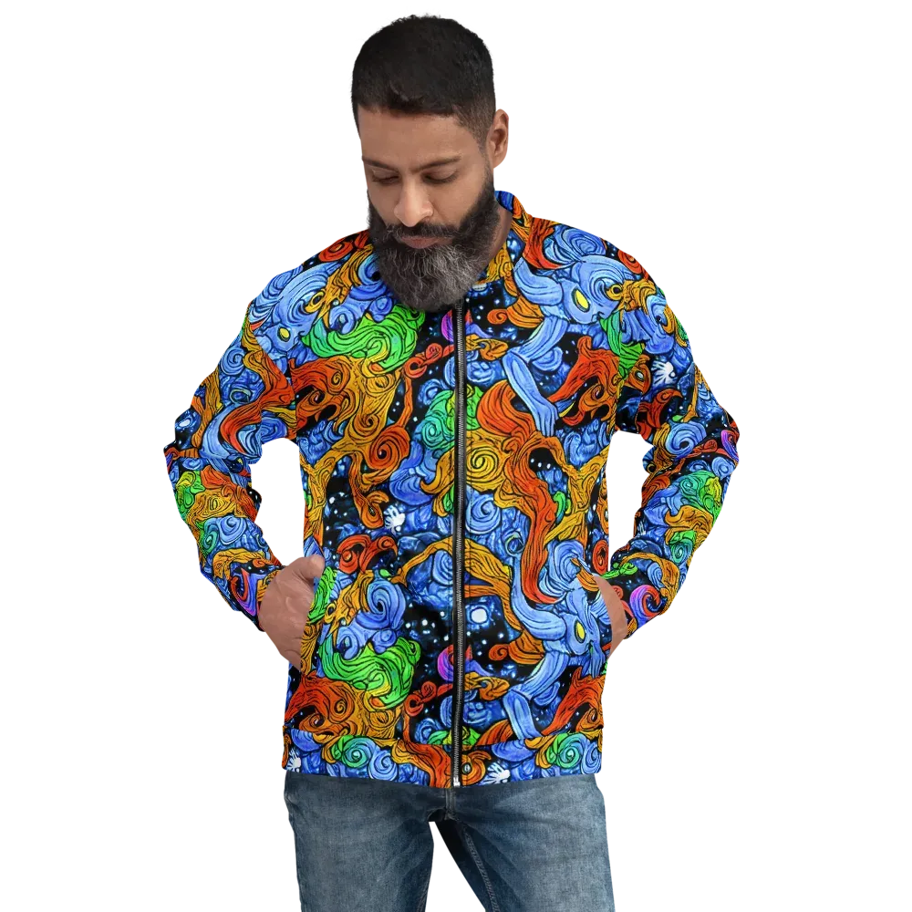 Blue Flame Orbit on Bomber Jacket — Front