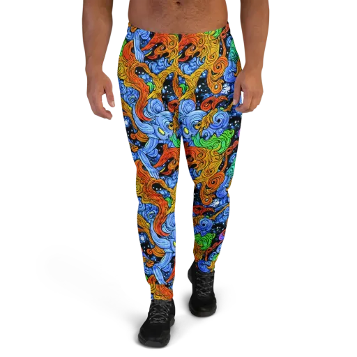 Blue Flame Orbit on a Men's Joggers