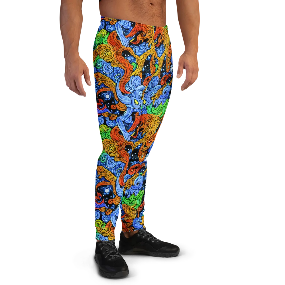 Blue Flame Orbit on Men's Joggers — Right