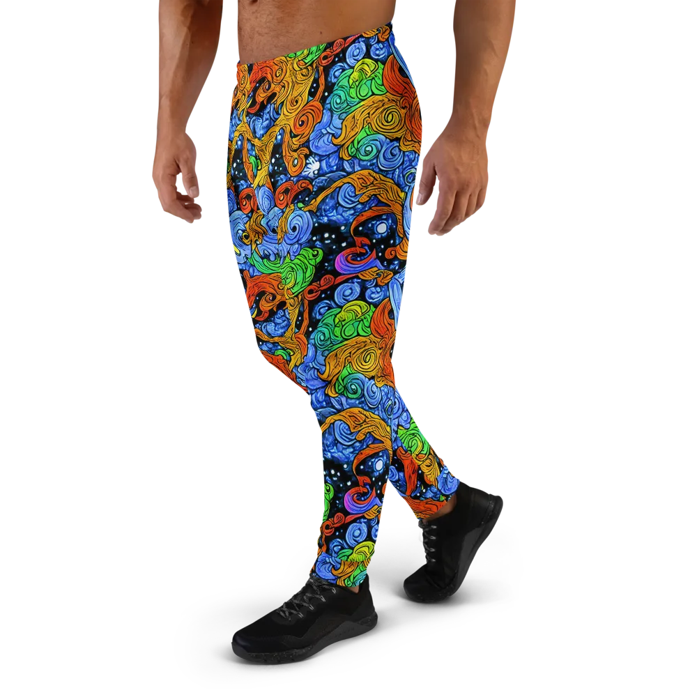 Blue Flame Orbit on Men's Joggers — Left