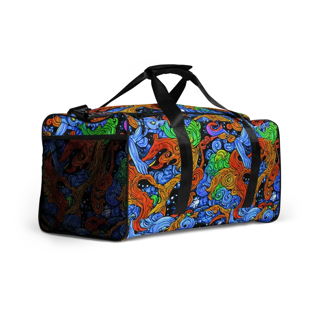 Blue Flame Orbit on Duffle Bag — Right Front