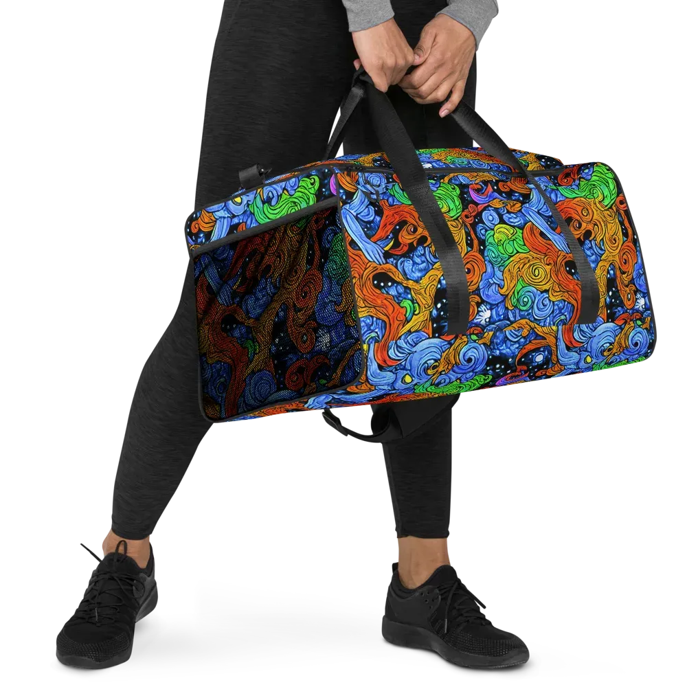 Blue Flame Orbit on Duffle Bag — Right Front