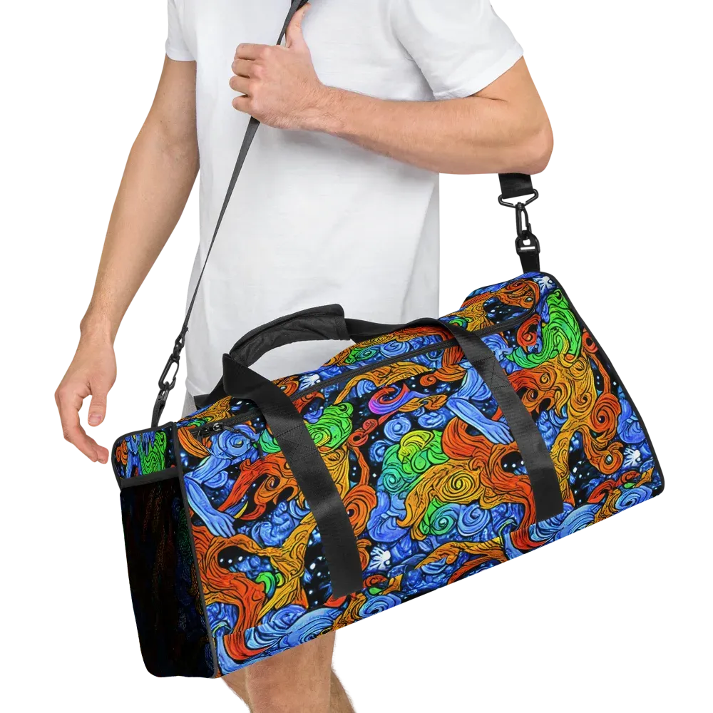 Blue Flame Orbit on Duffle Bag — Right Front