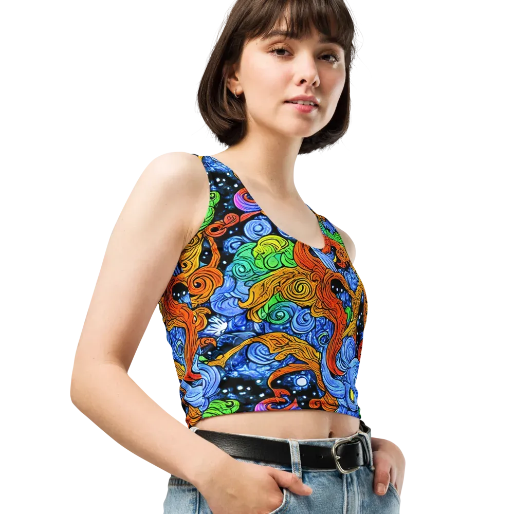 Blue Flame Orbit on Crop Top — Right Front
